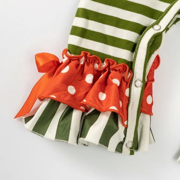 STRIPE GHOST BABY GIRL RUFFLE ROMPER - Picture 4 of 5